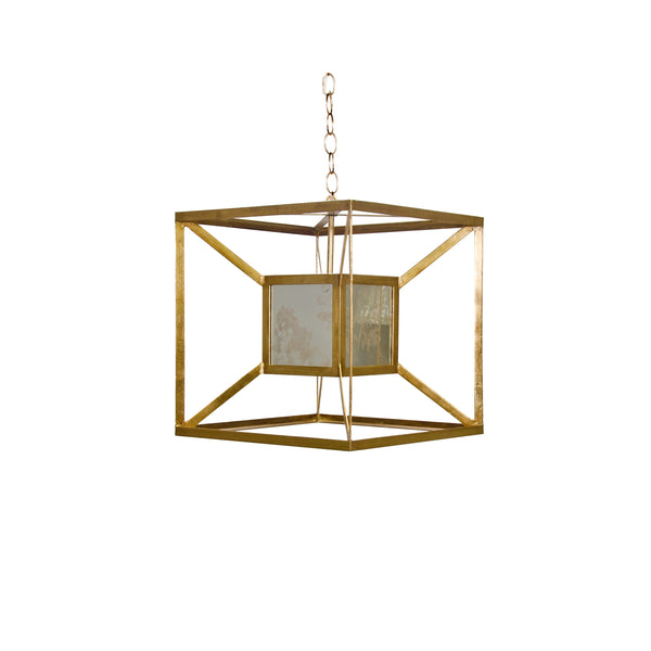 GOLD LEAFED IRON BOX CHANDELIER PENDANT