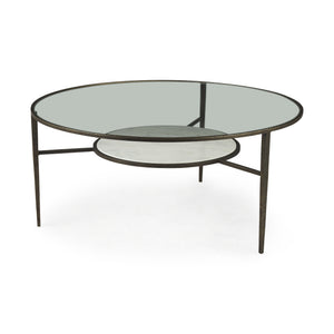 Felicity 36.0L x 36.0W x 16.0H Marble Top W/Iron Frame Coffee Table