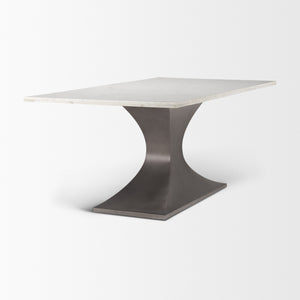Maxton 79.0L x 39.0W x 30.0H Marble Top w/ Gunmetal Base Dining Table