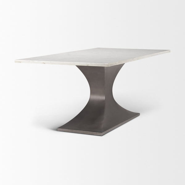 Maxton 79.0L x 39.0W x 30.0H Marble Top w/ Gunmetal Base Dining Table