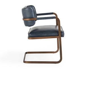 Fonda Leather Dining Chair in Ocean Blue