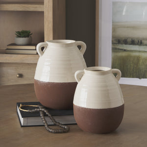 Tryna Small Beige w/ Matte Brown Ceramic Vase