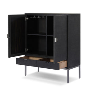 Cressida Bar Cabinet - Black Linen