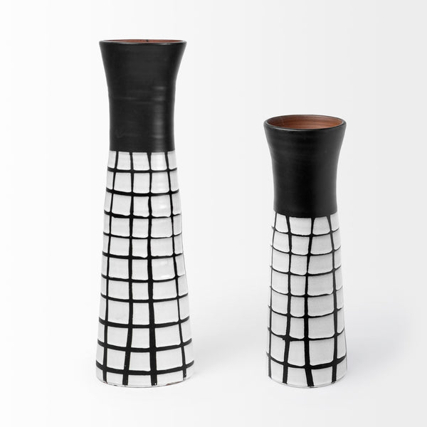 Luanda Small Black/White Large Ceramic Vase