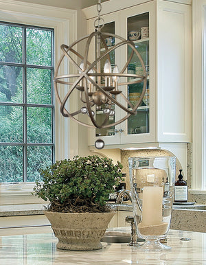 Acadia 4 Light Pendant in Antique Silver Finish