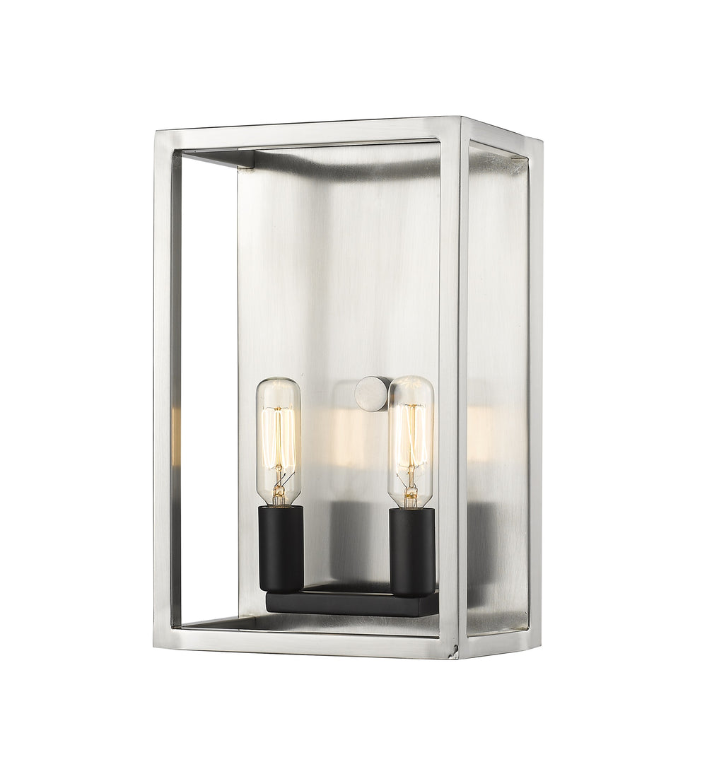 Quadra 2 Light Wall Sconce in Brushed Nickel + Black Finish