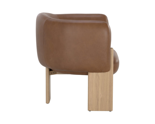 TRINE LOUNGE CHAIR - RUSTIC OAK - VINTAGE CAMEL LEATHER