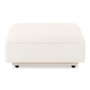 Rosello Ottoman in White with Textured Fabric