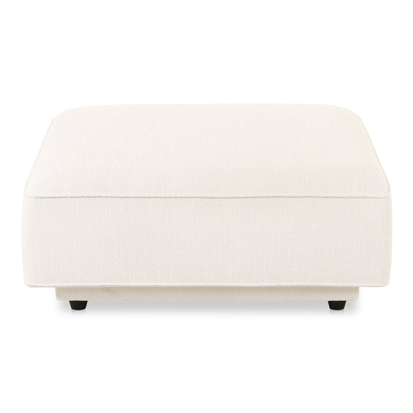 Rosello Ottoman in White with Textured Fabric
