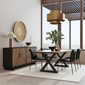 Mayer Leather Dining Chairs Set of 2 with Iron Legs