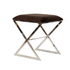 "X" STOOL, NICKEL W BRN VELVET