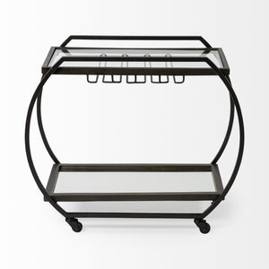 Chriselle Black Metal And Glass Two Tier Bar Cart