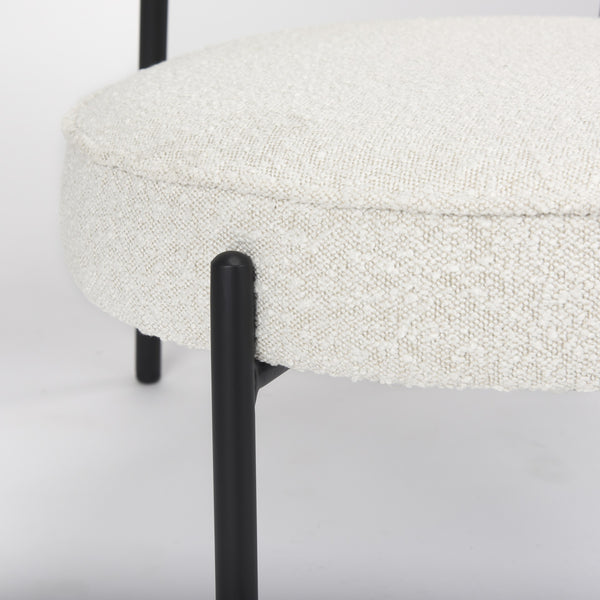 Amelia Cream Boucle W/Black Metal Upholstered Accent Chair 21.3L x 21.3W x 30.3H