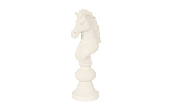 Knight Chess Sculpture, Cast Stone White, Smallallall