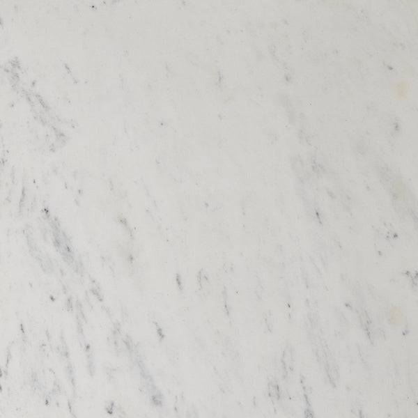 Hammered Iron End Table In White Marble