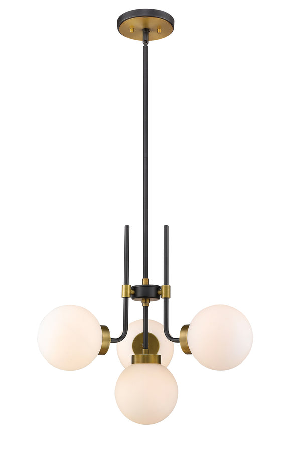 Parsons 4 Light Chandelier in Matte Black + Olde Brass Finish