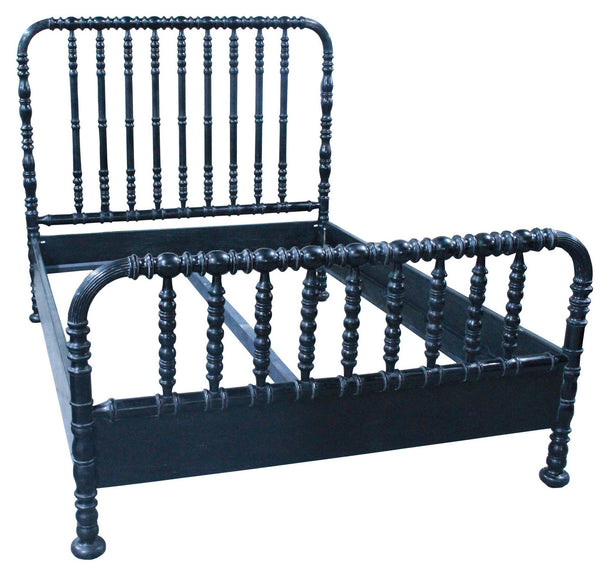 Bachelor Queen Bed in Hand-Rubbed Black Mahogany