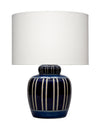 Arthur Ceramic Table Lamp with Linen Shade, Navy Blue