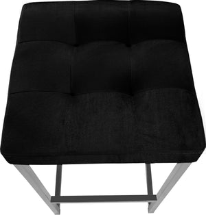 Pearl Stool In Black Velvet and Chrome