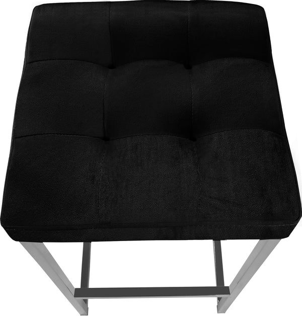 Pearl Stool In Black Velvet and Chrome