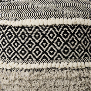 Darika 16.0L x 16.0W x 16.0H Black/White/Gray Cotton Pouf