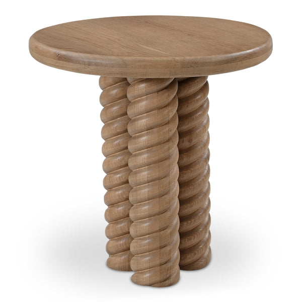 Treccia Side Table with Braided Base in Natural Oak