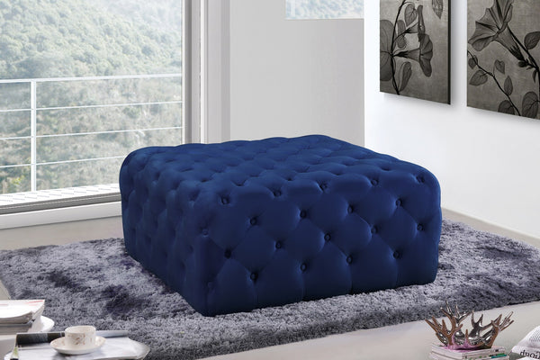 Laurie Ottoman/Bench In Navy Velvet