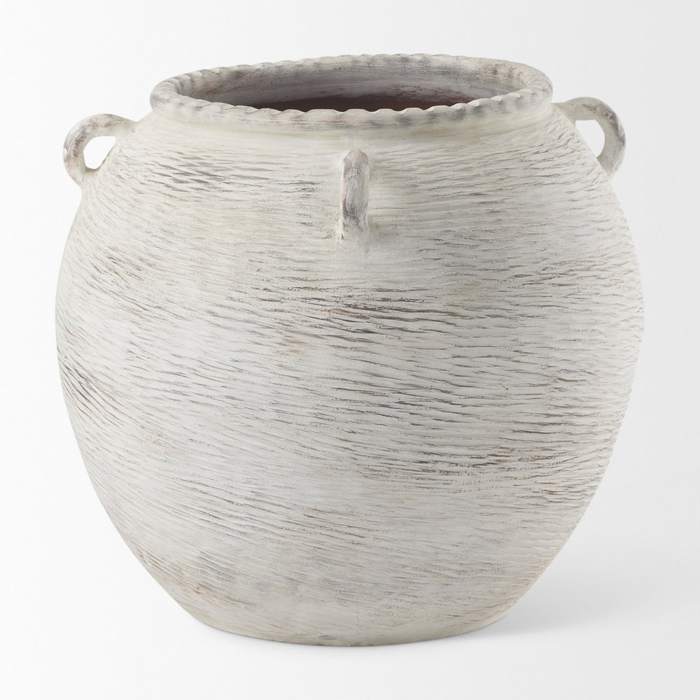 Misha 25.2L x 25.2W x 22.4H Cream Ceramic Floor Vase