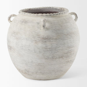 Misha 25.2L x 25.2W x 22.4H Cream Ceramic Floor Vase