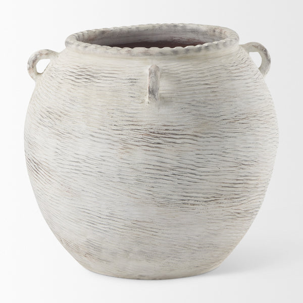Misha 25.2L x 25.2W x 22.4H Cream Ceramic Floor Vase