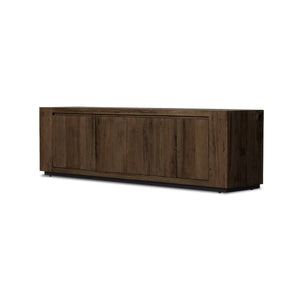 Abaso Media Console In Ebony Rustic Wormwd