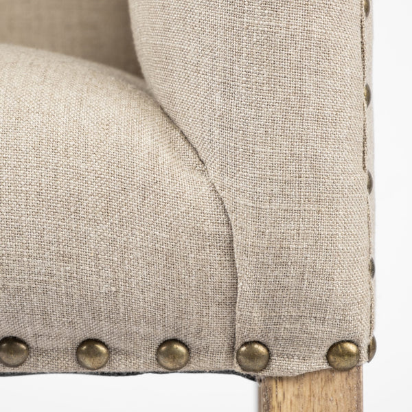 Bergen 60L x 19W Beige Fabric Covered Seat W/Brown Wood Frame Accent Bench