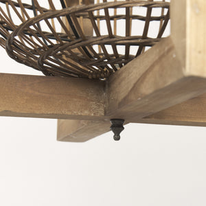 Kiley Warm Wood Basket Lantern Pendant Light