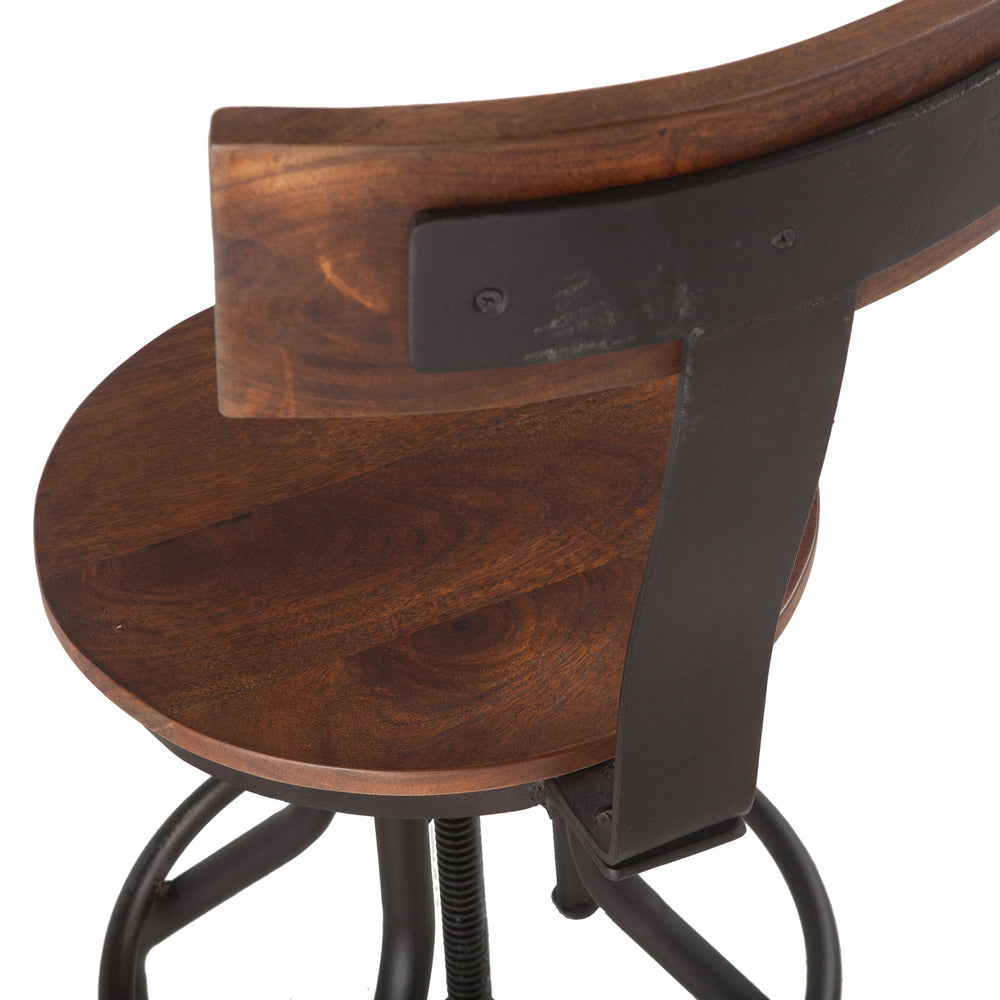 Industrial Modern Acacia Wood Adjustable Bar Stool