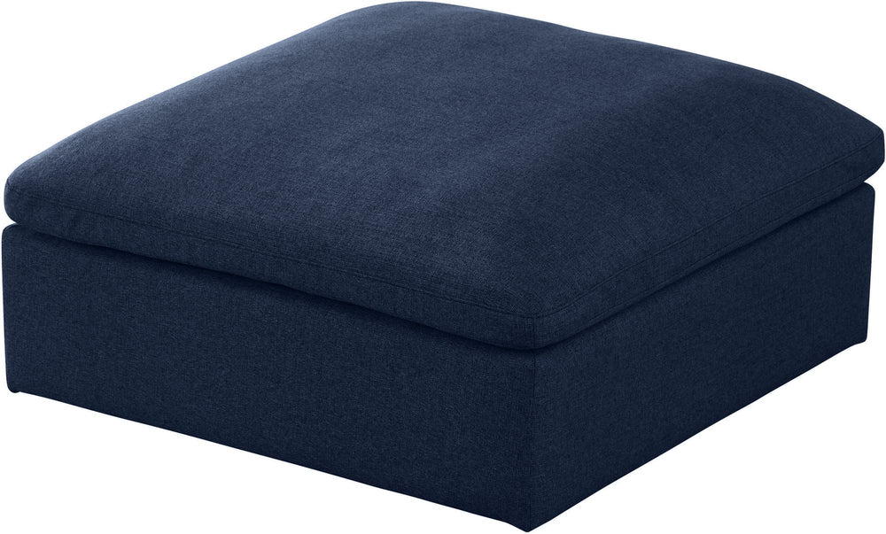 Carmen Cloud Ottoman In Navy Linen Fabric