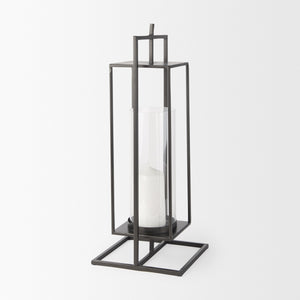 Albus I Large Black Metal Rectangular Table Candle Holder