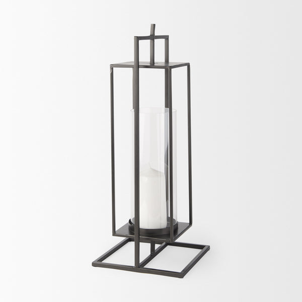 Albus I Large Black Metal Rectangular Table Candle Holder