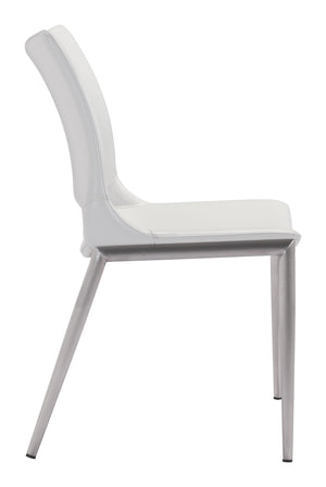 Ace Dining Chair (Set of 2) White & Silver