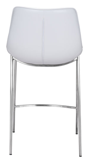 Magnus Counter Stool (Set of 2) White & Silver