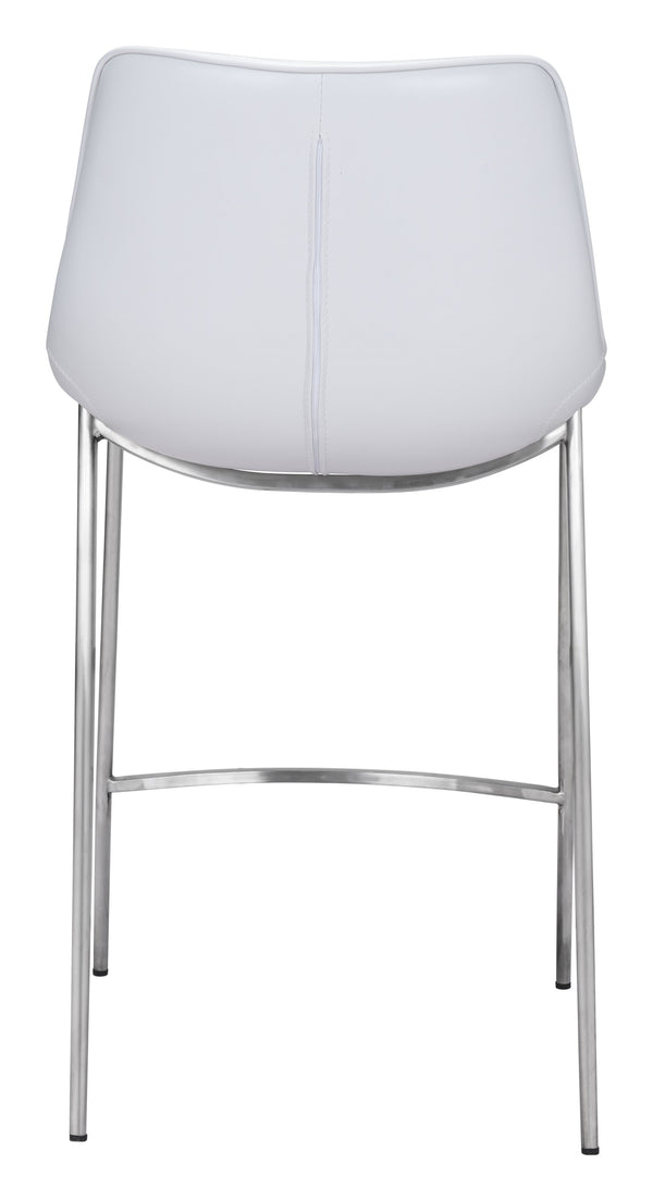 Magnus Counter Stool (Set of 2) White & Silver