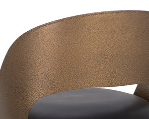 DEZIRAE COUNTER STOOL - ANTIQUE BRASS - CHARCOAL BLACK LEATHER
