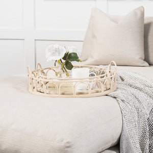 Leona (Set of 2) Natural Wicker Woven Mirrored Base Nesting Trays