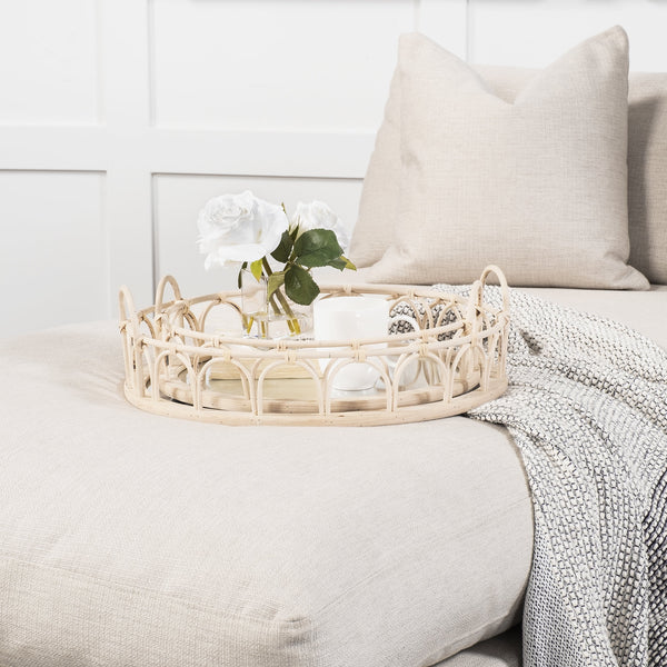 Leona (Set of 2) Natural Wicker Woven Mirrored Base Nesting Trays