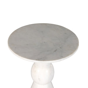 Fox End Table In Polished White Marble