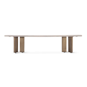 Zurich 78" Acacia Wood Dining Bench, Iron Legs, Whitewash