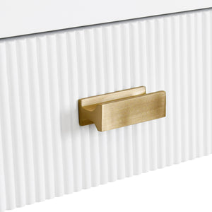 TWO DRAWER DESK WITH FLUTED DETAIL IN MATTE WHITE LACQUER