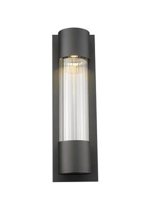Striate 1 Light Outdoor Wall Sconce in Black Finish