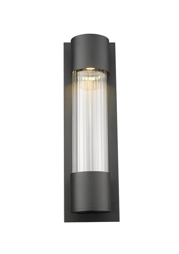 Striate 1 Light Outdoor Wall Sconce in Black Finish