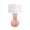 FLORAL CERAMIC TABLE LAMP IN CORAL PINK GLAZE