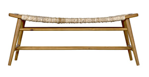 Stockholm Teak Bench with Rush Seagrass Weave
